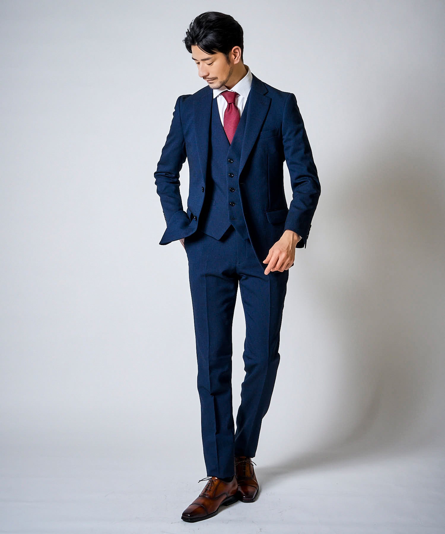 ブルー系2（織柄）　model：177cm 着用サイズ：L